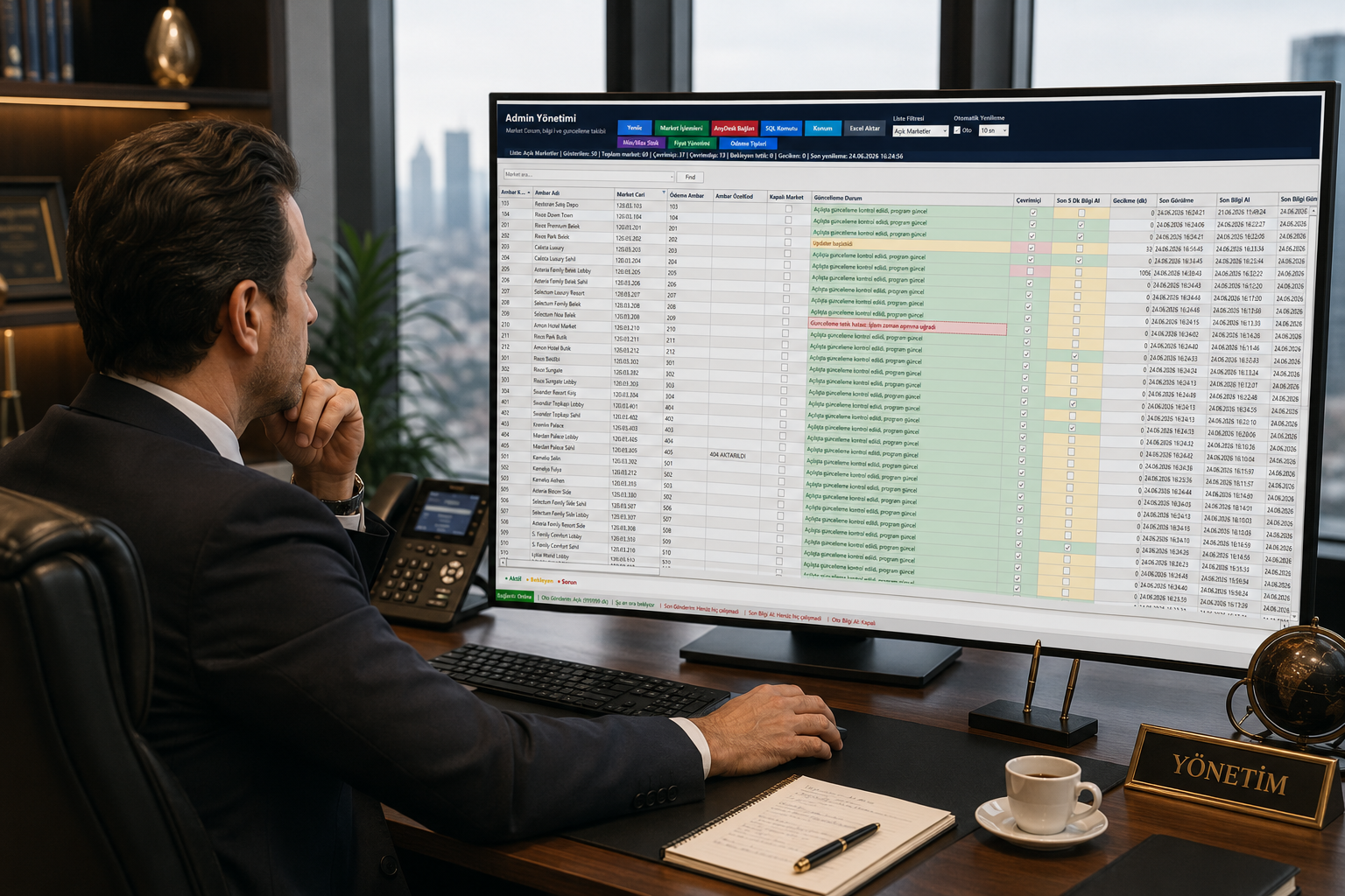 Quantum Admin Yönetimi — çoklu mağaza durum ve güncelleme takibi